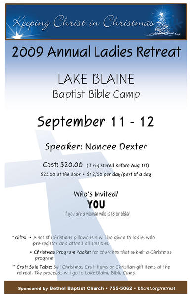 2009 Annual Ladies Retreat Flier