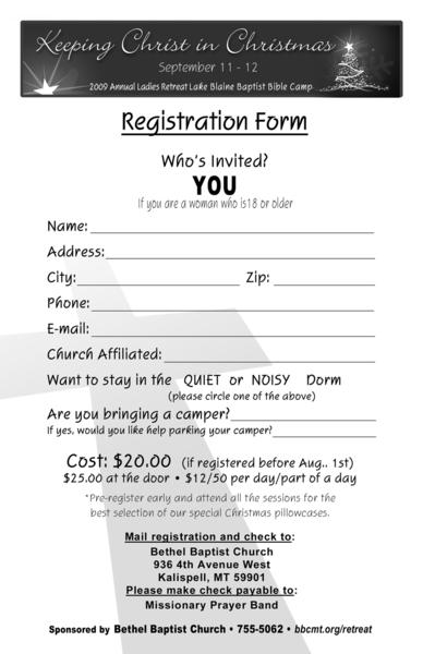 2009 Annual Ladies Retreat Registration Form